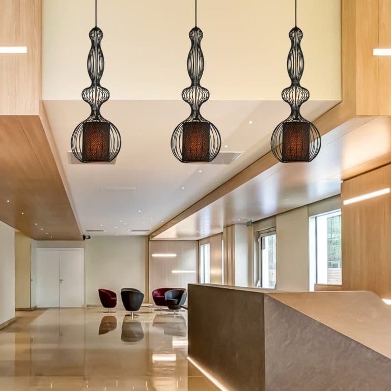 View of Small Black Metal Pendant Light
