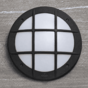 Fumagalli Gelmi-GR Round Grille Bulkhead – Black/Opal, E27