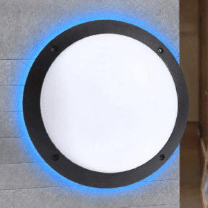 Fumagalli Lucia Round Backlit Bulkhead – Black/Opal, Blue Backlight, E27